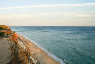 an aerial view of a beach and the ocean at Falésia Ocean Villa by The Portuguese Butler in Albufeira