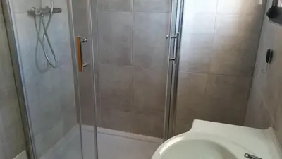 a bathroom with a shower and a toilet at Apt-236 in Albufeira