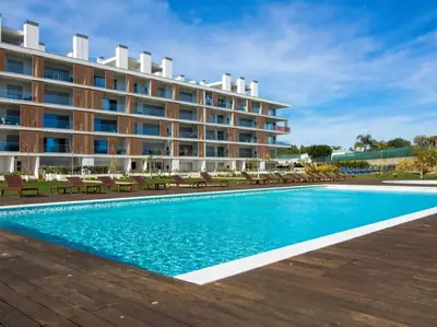 a view of the hotel from the pool at Green 1 Apartment by Stay ici Algarve Holiday Rental in Albufeira