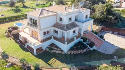 an overhead view of a large white house at Villa Agua by Gabi Miguel in Albufeira