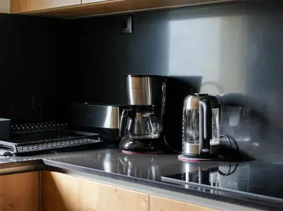 a kitchen counter with two appliances on a counter top at Sea la Vie House by Stay ici Algarve Holiday Rental in Albufeira