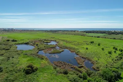an aerial view of a river in a field at Marina Walk Apartment in Vilamoura