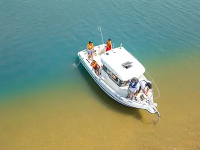 a group of people on a boat in the water at Apartment Ipanema 2 by Algarve Vacation in Albufeira