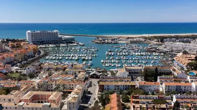 an aerial view of a harbor with boats at Marina Vision Vilamoura in Vilamoura