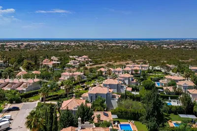 an aerial view of a community of houses at Villa Simone in Almancil