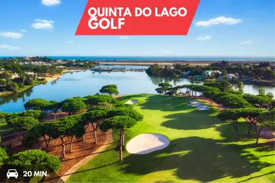 a golf course with a view of a river at Vilamoura - Spacious with Swimming Pool & View in Vilamoura