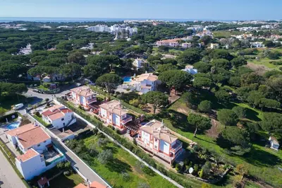 an aerial view of a house in a suburb at Private Villa Ribeiro I Heated Pool, 4 Bed, BBQ, AC, WIFI, BEACH in Albufeira