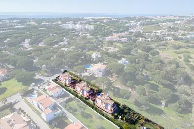 an aerial view of a house on a hill at Private Villa Ribeiro I Heated Pool, 4 Bed, BBQ, AC, WIFI, BEACH in Albufeira