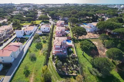an aerial view of a residential neighborhood with houses at 4 Bed Private Villa Ribeiro II with heated pool, garden, wi-fi in Albufeira