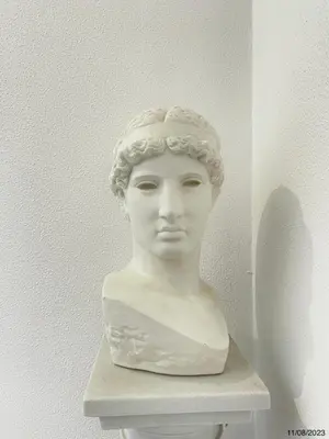 a statue of a bust sitting on a shelf at Blife Aerya private rooms - Airport stay in Faro