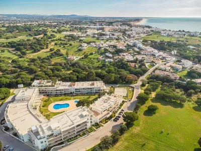 an aerial view of a resort and the ocean at Balaia Residense Penthouse 2 Bedroom Apartment with Pool in Albufeira