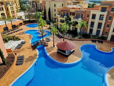 an aerial view of the water park at the resort at The Prime @ The Residences Vilamoura in Quarteira