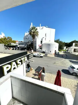 a group of people sitting on the balcony of a building at Flat Luxuous Praia da Oura in Albufeira