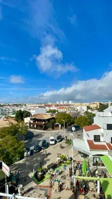 an overhead view of a parking lot in a city at Resort Albufeira T1, Praia da Oura in Albufeira
