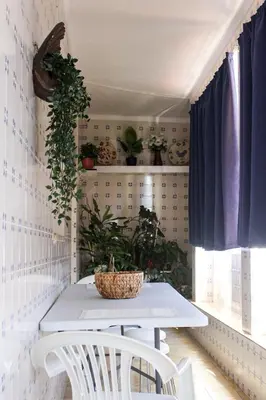 a table and two chairs in a room with plants at Casa Brito in Albufeira