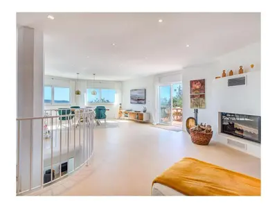 a large living room with a staircase and a living room at Casa Monte Algarve Comfortable holiday residence in Loulé