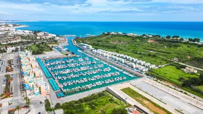 an aerial view of a marina with boats at Villa Dolce Vita by Algarve Vacation in Albufeira