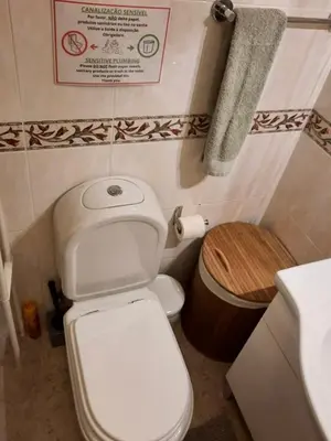 a small bathroom with a white toilet and a sink at Blife Macaya private rooms in Monte Negro
