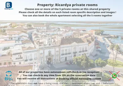 a flyer for a hotel with a picture of a building at Blife Ricardya private rooms in Faro