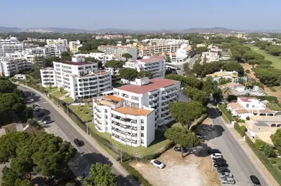 an aerial view of a city with buildings at Dona Marieta House in Vilamoura
