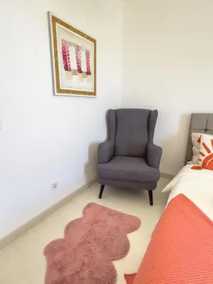 a kitchen with a sink and a refrigerator at Riamar House - Faro City Center in Faro