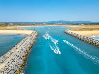 an aerial view of a river with boats at Villa Agadir by Algarve Vacation in Albufeira