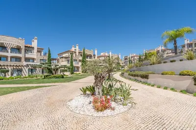 a tree in the middle of a road at Vilamoura Pine Hills with Pool by Homing in Vilamoura