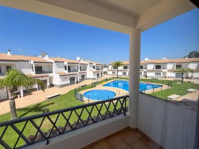 a view of the pool from the balcony of a apartment at Charming 3-Bedroom Villa with Pool in Albufeira in Albufeira