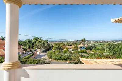a view of a city from a balcony at Villa Agapito in Terras Novas