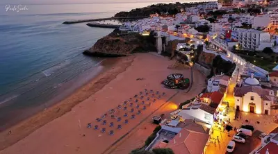 an aerial view of a beach with umbrellas at Albufeira - Anna Town - NEW in Albufeira