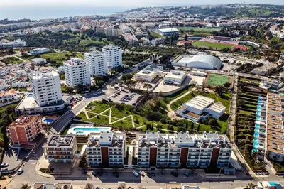 an aerial view of a city with buildings at Green View Studio with Pool in Albufeira