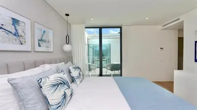 an aerial view of a city with buildings and a park at Villa Essence by Clever Details, private pool, central location in Vilamoura