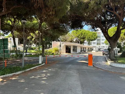a street with orange barricades on the side of a road at Açoteias Secrets in Albufeira