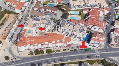 an overhead view of a city with buildings and a street at A32 - Lancemar Flat in Albufeira in Albufeira