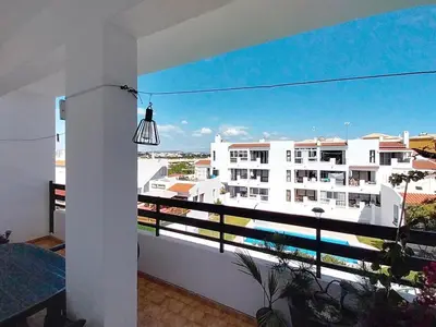 a view of a swimming pool from a building at Central View 990 meters from beach on foot in Albufeira