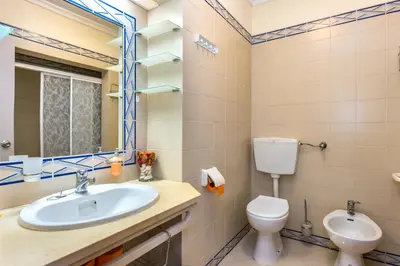 a bathroom with a sink and a toilet at Clementina Apartment in Albufeira