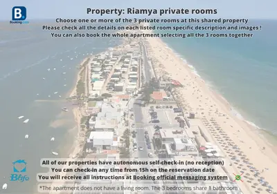 a poster for a resort on a beach at Blife Riamya private rooms in Faro