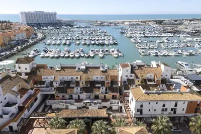 an aerial view of a harbor with boats at Marina Club II - Marina view by HD in Vilamoura