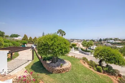 arial view of a garden with a tree on a building at Villa Rose in Albufeira