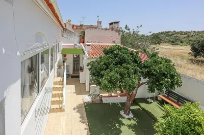 a white house with a tree in the yard at Casa Bacalhau - Tunes - Jacuzzi - BY BEDZY in Tunes