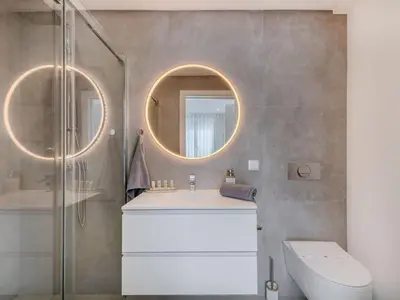 a bathroom with a sink and a mirror at Holiday Home Nannoush - Vip Properties by Interhome in Albufeira