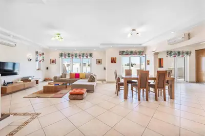 an aerial view of a house with a swimming pool at Villa Sunflower in Albufeira