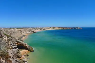 an aerial view of a beach in the ocean at Charming House in Albufeira with Shared Pool in Albufeira