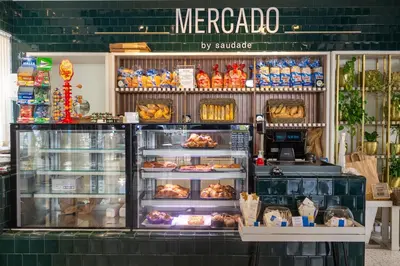 a store front of a mecca with food on display at Dunas Douradas Beach Club in Vale do Lobo