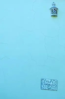 a blue wall with a sign on it at Vila Candeias, Vilamoura, Algarve, Beach, 10p in Quarteira
