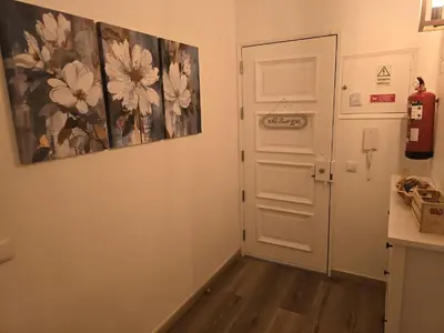 a hallway with a door and a painting on the wall at CityComfort in Faro