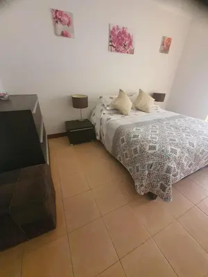 a bedroom with a bed and a television in it at Salgados Village, Santos Apartment in Guia