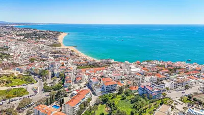an aerial view of a city and the ocean at Romantic Studio by Moje Holiday in Albufeira