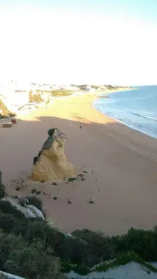 a sand sculpture of a head on a beach at Apartamento Cardoso in Albufeira