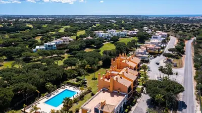 an aerial view of a resort with a pool at F5 Vila Sol Q Pool & Golf in Vilamoura in Quarteira